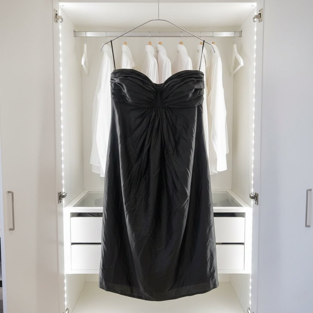 LeChateau Black Satin Sleeveless Dress